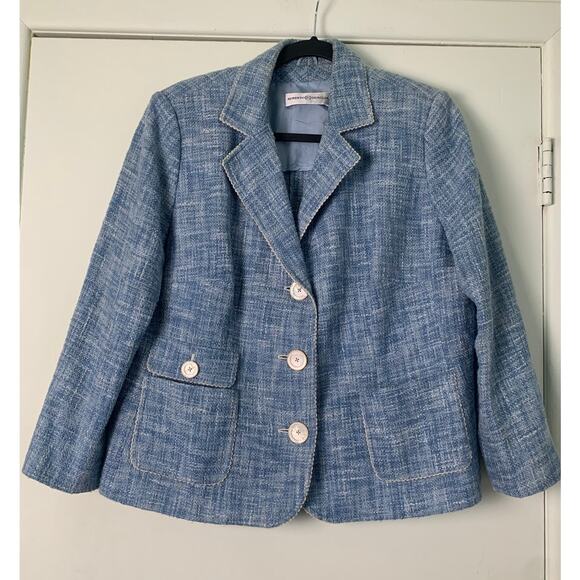 Roberto Quaglia Women’s Tweed Blazer Blue Size 46 - Picture 3 of 13